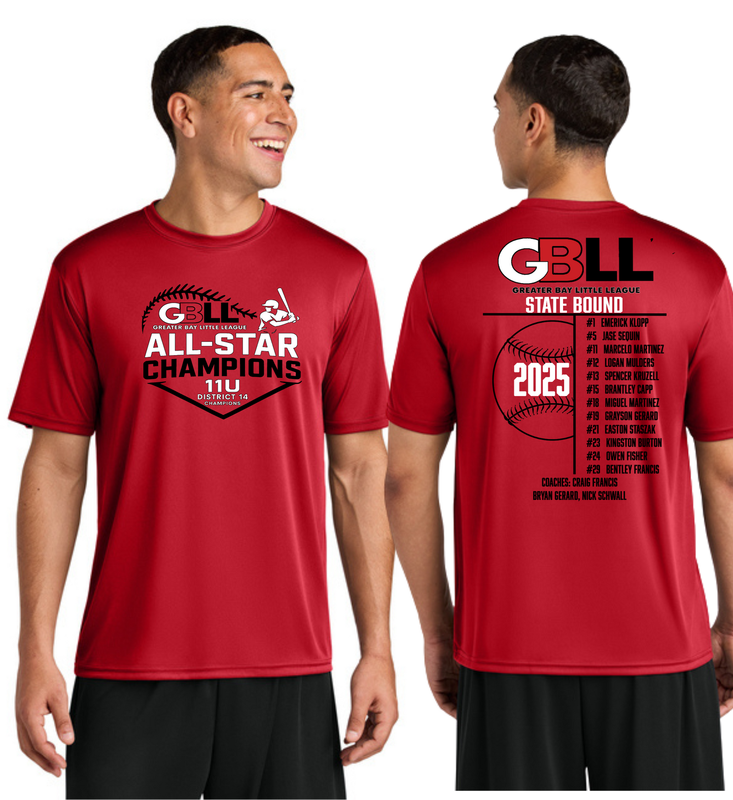 GBLL District 14 11u ADULT DriFit & Cotton T's