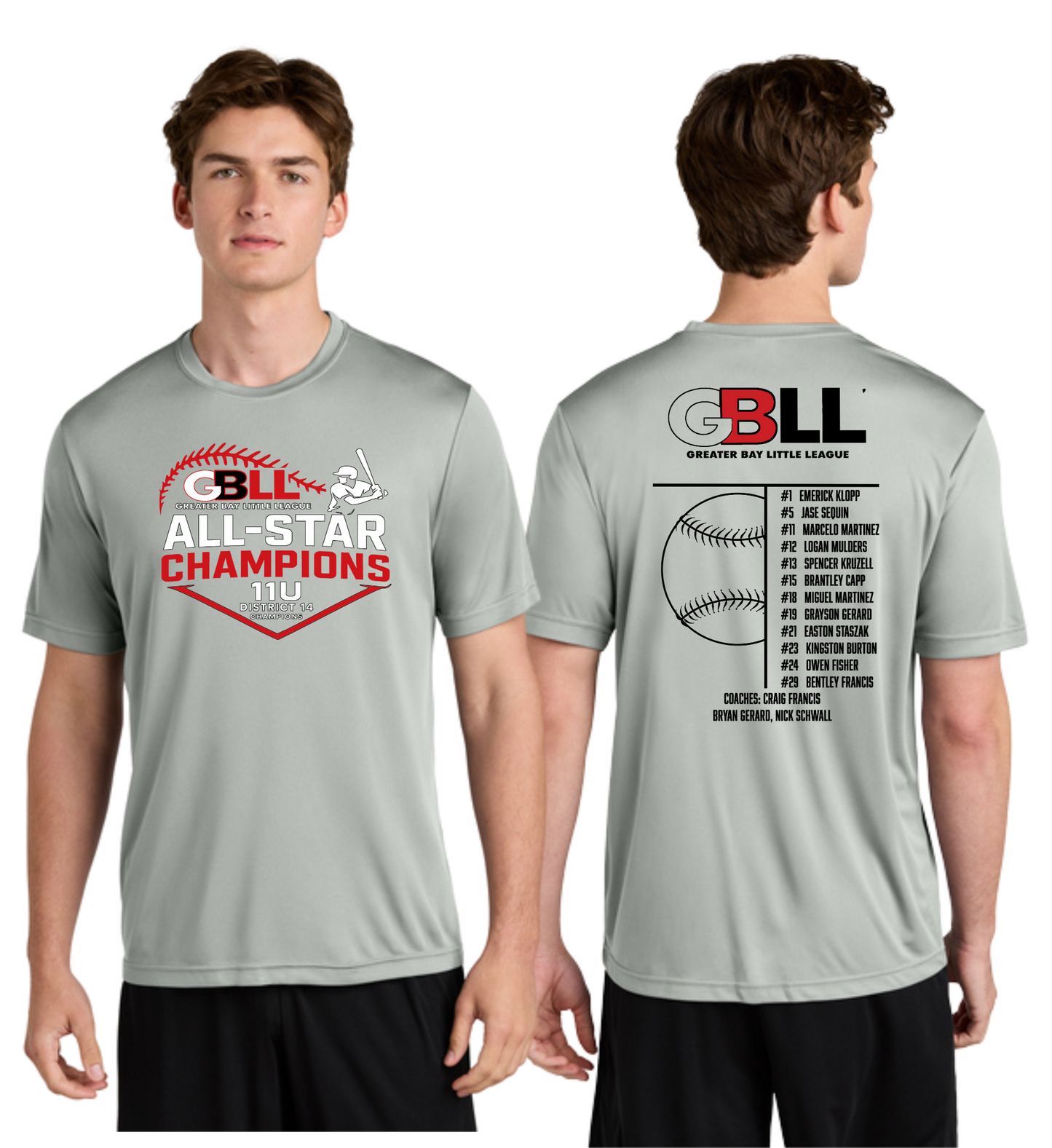 GBLL District 14 11u ADULT DriFit & Cotton T's