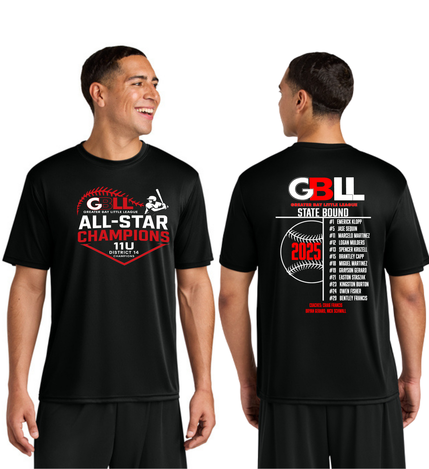 GBLL District 14 11u ADULT DriFit & Cotton T's